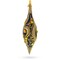 Black & Gold Jeweled Swirl Elongated Pointed Teardrop Finial Glass Christmas Ornament